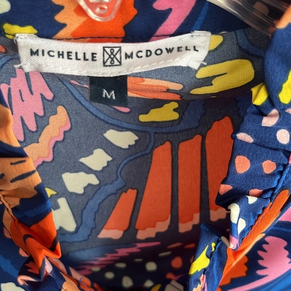 Michelle McDowell Kelly Top So Fly Blue Ruffle Button Up Size Medium - Picture 4 of 5